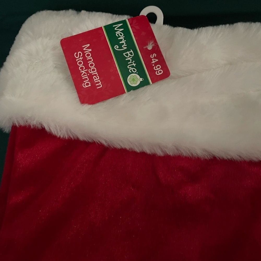 2 NWT Red Christmas Stocking one with White Fur Trim & one with MOM on - Picture 2 of 6